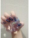 深青マグの透明感ネイル