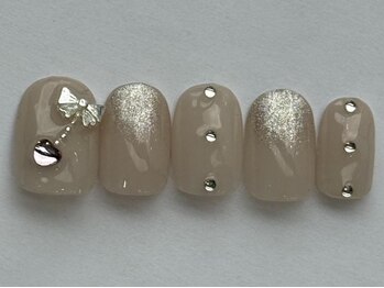 ネイルメゾン 天神店(NAIL MAISON)/ワンホンリボンラメ¥7000