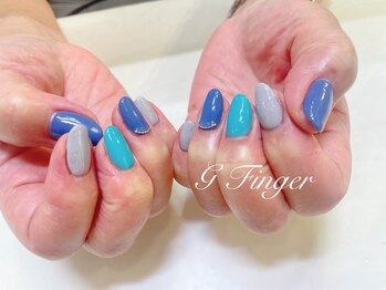 ジーフィンガー 大井町店(G Finger)/ブルーとグレーのサマーネイル☆