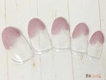 ビービーネイル 所沢店(BB)/くすみピンクハートフレンチ