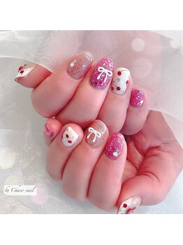 チャコネイル(chaco-nail)/キラキラピンクさくらんぼネイル