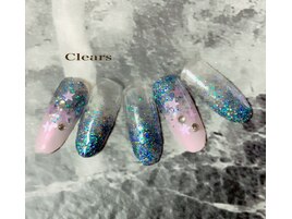 パープルと黒ラメグラデーション