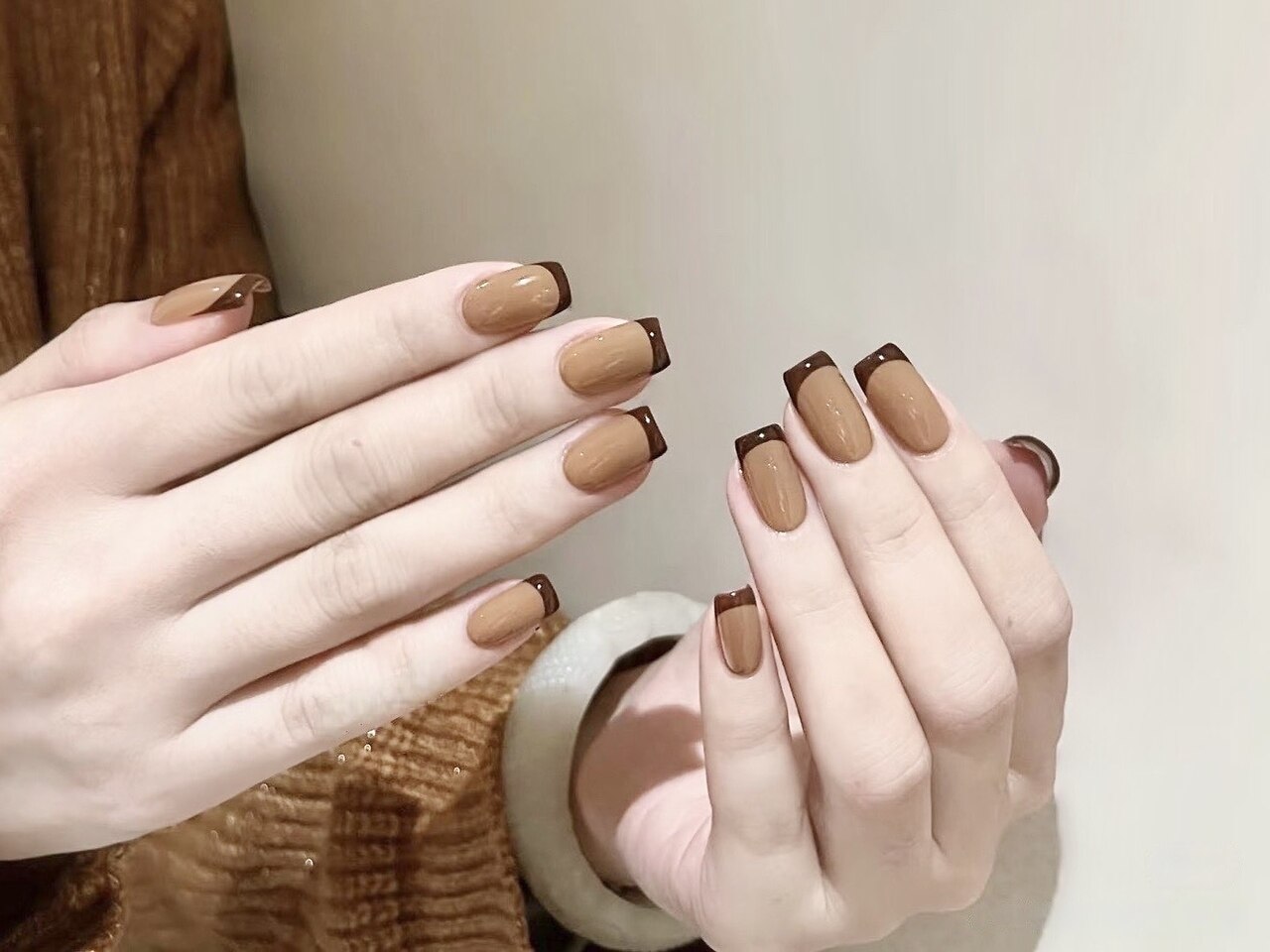 ネイルチップ　ニュアンスネイル　フレンチネイル　ワンカラー　ベージュ　上品 e278101c2c156f84a6c8e0a35a6d49