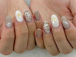 【山崎】秋ツイードネイル