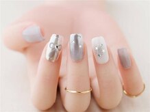 エムスラッシュ ネイル センター北店(M.SLASH)/シルバー×ホワイトネイル