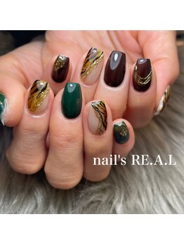 ネイルズリアル 倉敷(nail's RE.A.L)/虎柄ネイル