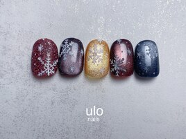 もこもこ雪の結晶ネイルデザイン