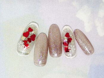 ネイルライフ(NailLife)/冬シースルーハート雪の結晶