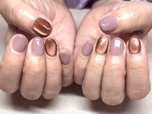 パープルの爪屋/秋ブラウン×くすみパープル