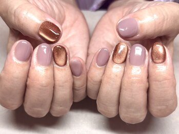 パープルの爪屋/秋ブラウン×くすみパープル