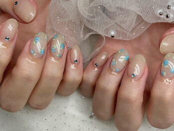 アンジュール(unjour)/手描きフラワーネイル