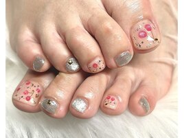 さくらんぼ　フットネイル