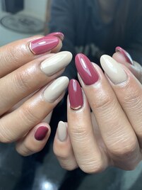 ボルドー×ベージュ