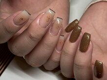 アース ネイルアンドアイラッシュ 甲府昭和店(HAIR & MAKE EARTH Nail&Eyelash)/ブラウンチークデザイン　¥12500