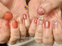 スノーフレーク(Snowflake)/持ち込み4本☆押し花ネイル