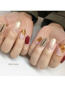 レッシュネイル サロンアンドスクール(RECH NAIL salon&school)/塗りかけべっ甲デザイン