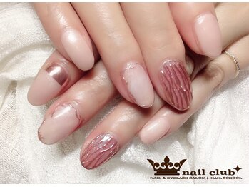 ネイルクラブ(nail club)/可愛いピンクのミラーアート