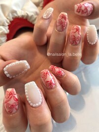 リボンネイル 手書きネイル