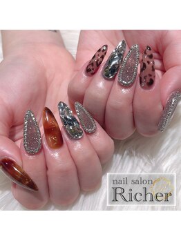 ジェル　キラキラべっ甲ネイル