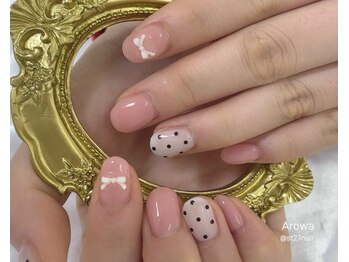 リボン×ドットネイル