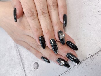 ネイル ビューティーマジック 葛西本店/ロングブラックネイル