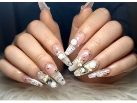 ブラウン チェックネイル