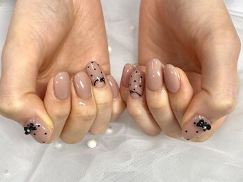 ネイルネージュ 錦糸町(Nail Neige)/トレンド定額/ドット/リボン