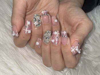 ネスネイル 池袋(Nes.nail)/チェック×ハートネイル♪