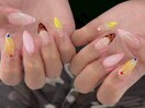 イエロー×べっ甲ネイル