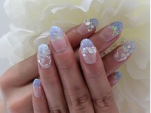 ネイルサロンミキ 横浜(MIKI)/手描きフラワー青着物レース3D花