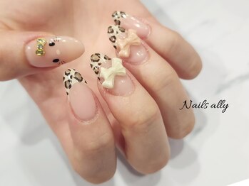ネイルズアリー 立川店(Nails ally)/レオパード×透明感×リボン×冬