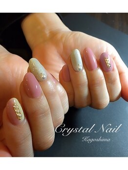 クリスタルネイル ボンベルタ橘店(CRYSTAL NAIL)/シンプルガーリーネイル