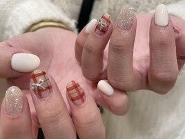 チェックネイル◇リボン