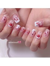 ガーリー/リボン/ピンクネイル