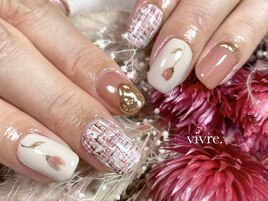 フラワー/ミラーネイル/ツイード