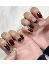 ネイルアンドアイラッシュスタジオ シュシュ(chouchou)/冬チェックネイル