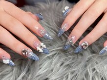 ダークハニー 池袋店(Dark Honey)/キラキラ青のラメグラネイル