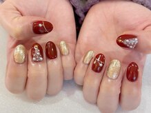 アルティノ ネイル ガーデン(altino nail garden)/クリスマス×ボルドー×冬ネイル
