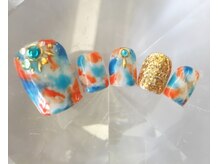 ラリュールネイル(L'Allure nail)/タイダイ柄フットネイル￥9900