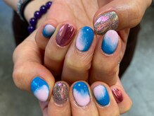 カーティシーネイルズ(curtisii NAILS)/ピンクマーブルとミラー