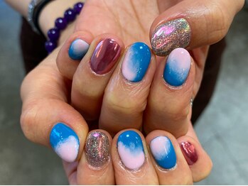 カーティシーネイルズ(curtisii NAILS)/ピンクマーブルとミラー