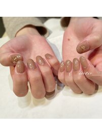 ブラウンラメ　リボンパーツ