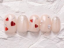 ネイルメゾン 渋谷店(NAIL MAISON)/ベージュラメグラハート冬￥6800