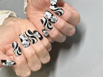 モノクロフラワーフルアート♪