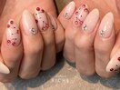 さくらんぼ×ホワイトネイル