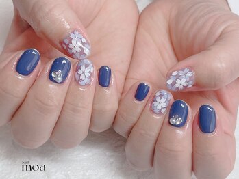 モア(moa)/夜桜 ネイビー 春ネイル