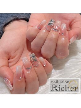 エスフィーネイルサロン リシェル(Esfy nailsalon Richer)/ホワイトミラーネイル