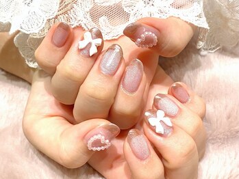 ブレスネイル(brace Nail)/ピンク☆ミラーフレンチネイル