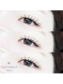 アンドグレース ブロウ 岐阜 大垣店の写真/《LEDマツエク×フラットラッシュ》圧倒的キープ力★水や汗に強く、施術後すぐの入浴や洗顔OK!敏感肌の方も