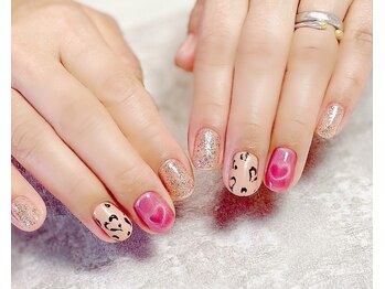  バレンタインネイル/レオパード